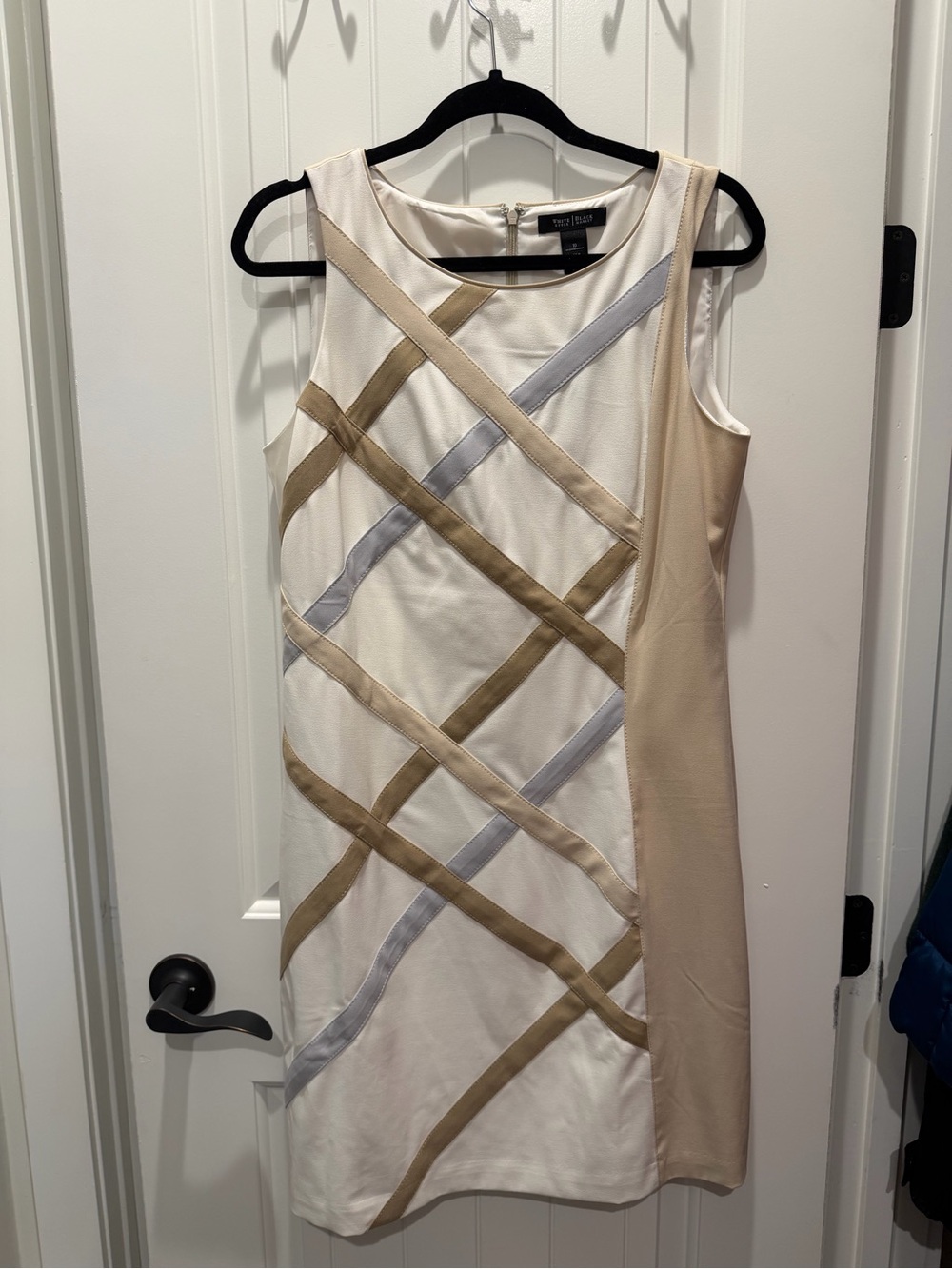 Cream & Beige Sleeveless Shift Dress